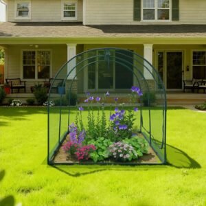 crop cage, 8.1 x 3.9 x 3.9 ft plant protection tent with zippered door, wind resistant tall crop cage, easy to install, outdoor raised bed cover with frame, plant netting for garden patio lawn