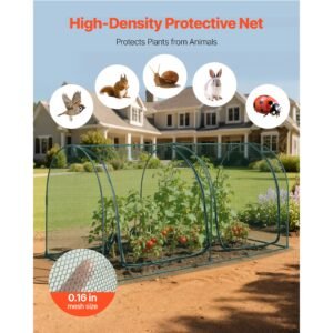 crop cage, 8.1 x 3.9 x 3.9 ft plant protection tent with zippered door, wind resistant tall crop cage, easy to install, outdoor raised bed cover with frame, plant netting for garden patio lawn