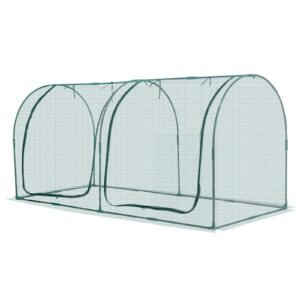 Crop Cage, 8.1 x 3.9 x 3.9 ft Plant Protection Tent with Zippered Door, Wind-Resistant Tall Crop Cage, Easy to Install, Outdoor Raised Bed Cover with Frame, Plant Netting for Garden Patio Lawn