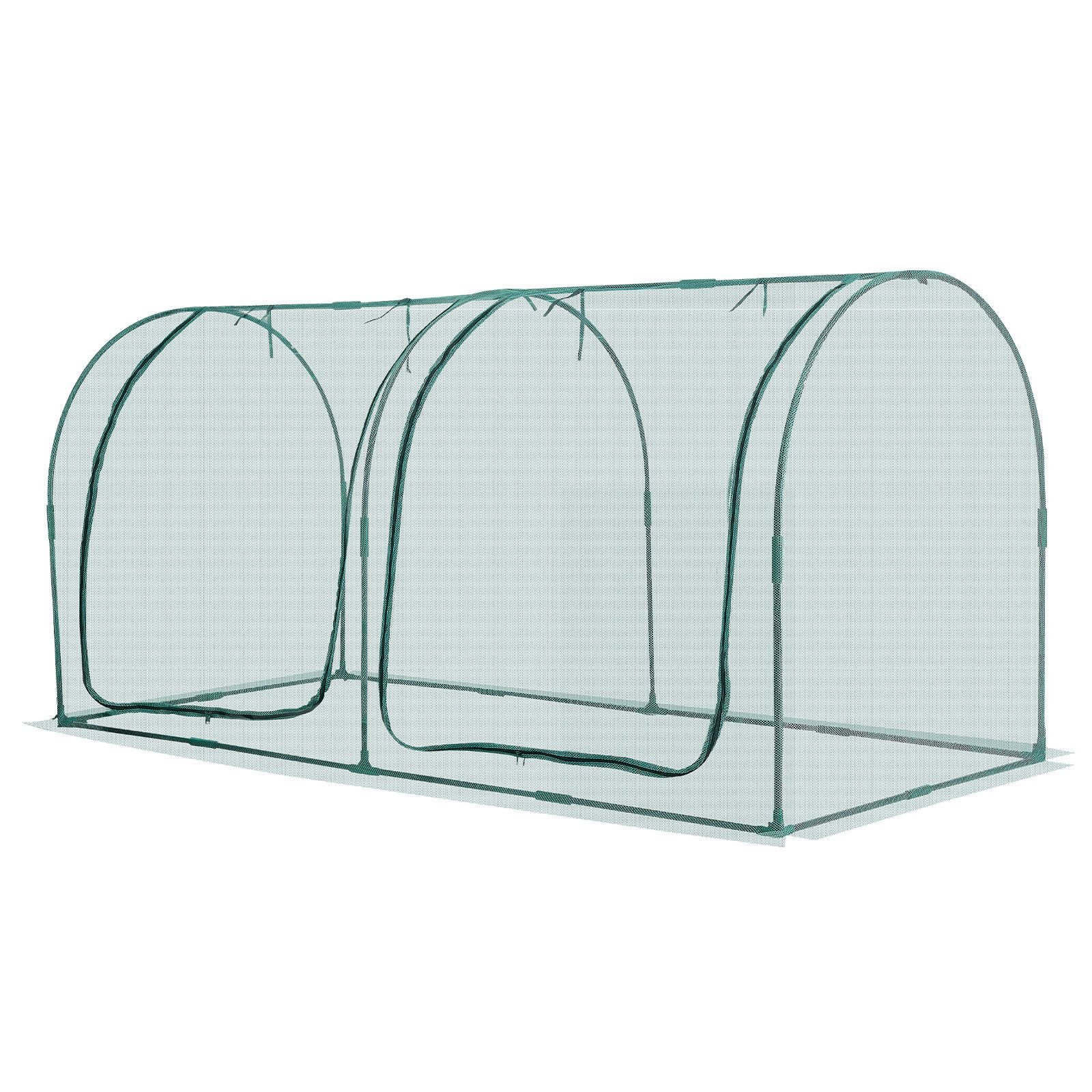 crop cage, 8.1 x 3.9 x 3.9 ft plant protection tent with zippered door, wind resistant tall crop cage, easy to install, outdoor raised bed cover with frame, plant netting for garden patio lawn