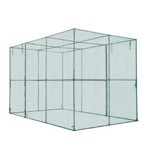 crop cage, 9.5 x 6.36 x 6.36 ft plant protection tent with zippered door, wind resistant tall crop cage, easy to install, outdoor raised bed cover, tomato plant netting for garden patio lawn