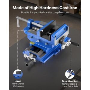cross slide drill press vise, 4 inch jaw width, 2 way x y axis bench vise, 3.5 inch max jaw opening, heavy duty cast iron, workbench vice clamp, for woodworking drilling cnc milling machine