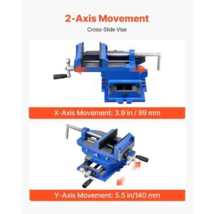 cross slide drill press vise, 4 inch jaw width, 2 way x y axis bench vise, 3.5 inch max jaw opening, heavy duty cast iron, workbench vice clamp, for woodworking drilling cnc milling machine