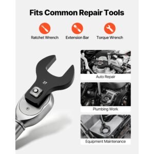 crowfoot wrench set, 1/2" drive, 14 piece metric 27 to 50 mm crows foot wrenches, with storage tray, dual size markings on tools and tray, for auto maintenance or repairs
