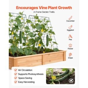 cucumber trellis 4 pack, a frame garden trellises for raised bed, metal rustproof coating plant support for vine, climbing plants, peas, beans, zucchini, tomato, flower (35.43 x 27.56 in x 4pcs)