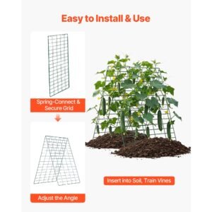 cucumber trellis 4 pack, a frame garden trellises for raised bed, metal rustproof coating plant support for vine, climbing plants, peas, beans, zucchini, tomato, flower (35.43 x 27.56 in x 4pcs)