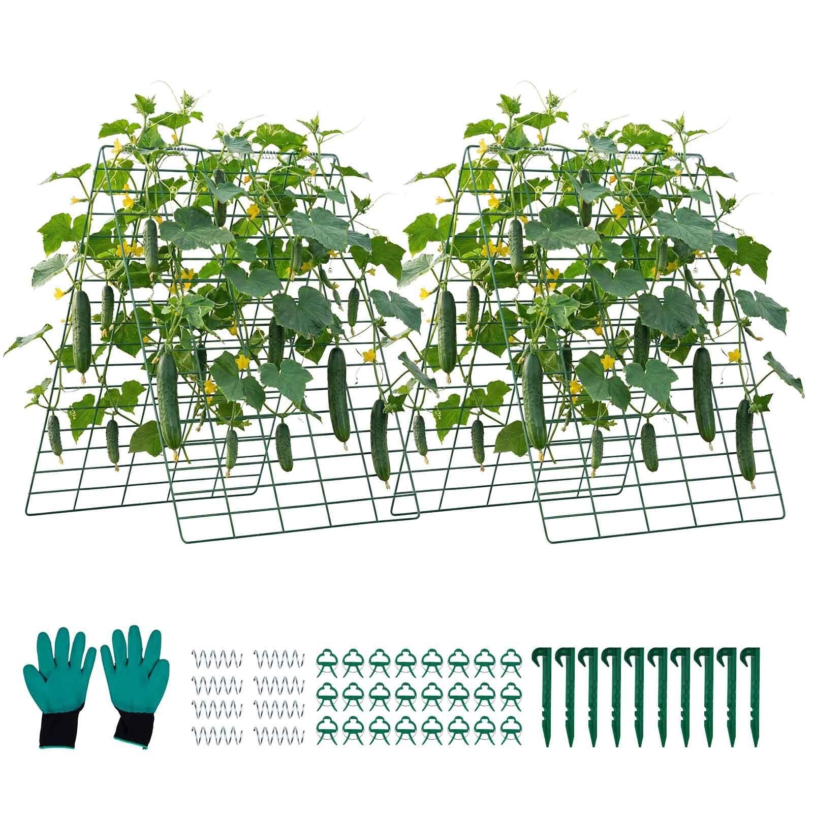 cucumber trellis 4 pack, a frame garden trellises for raised bed, metal rustproof coating plant support for vine, climbing plants, peas, beans, zucchini, tomato, flower (35.43 x 27.56 in x 4pcs)