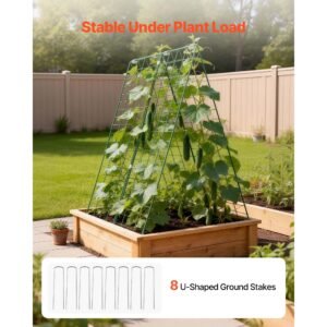cucumber trellis 4 pack, a frame garden trellises for raised bed, metal rustproof coating plant support for vine, climbing plants, peas, beans, zucchini, tomato, flower (46.06 x 16.93 in x 4pcs)