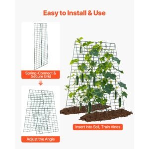 cucumber trellis 4 pack, a frame garden trellises for raised bed, metal rustproof coating plant support for vine, climbing plants, peas, beans, zucchini, tomato, flower (46.06 x 16.93 in x 4pcs)