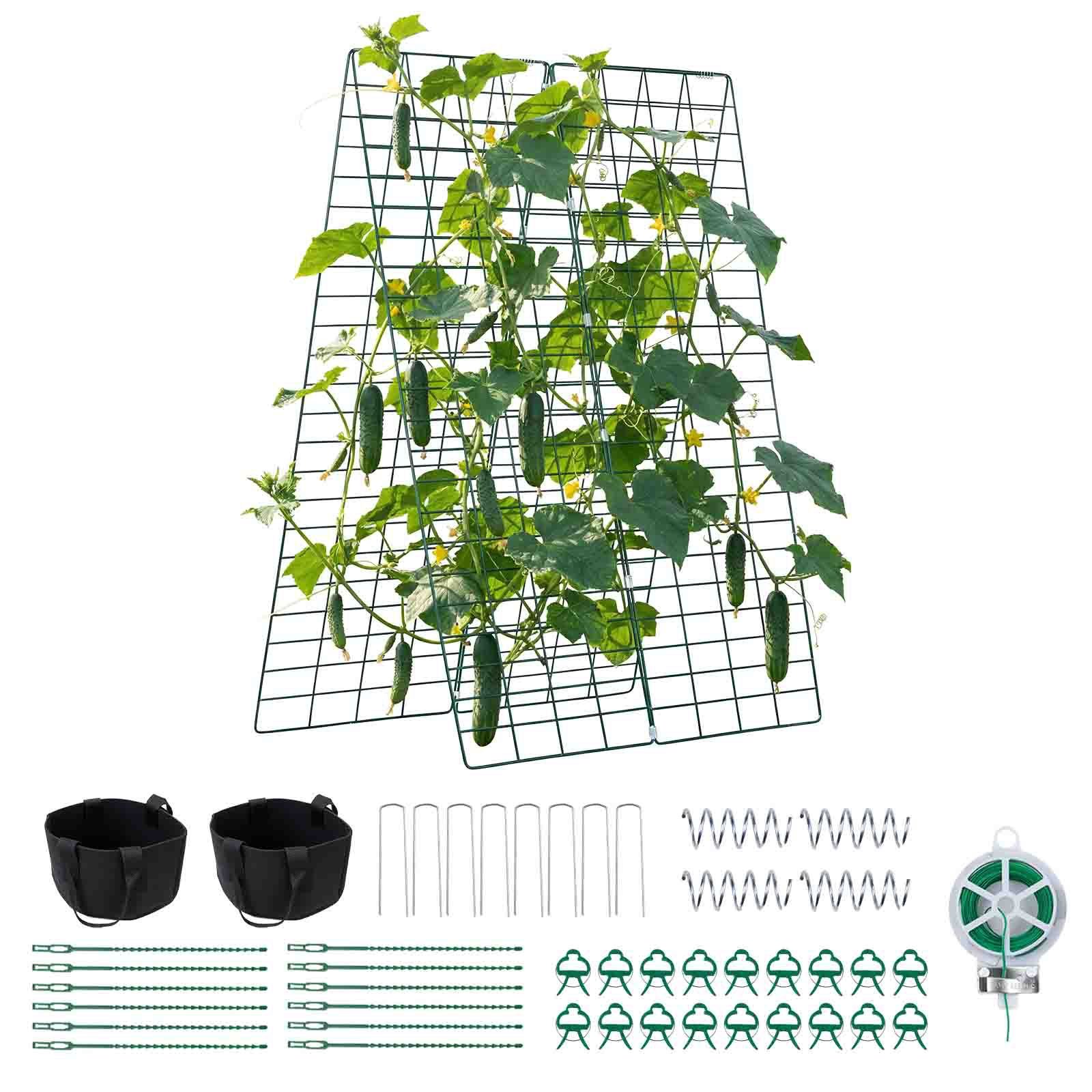 cucumber trellis 4 pack, a frame garden trellises for raised bed, metal rustproof coating plant support for vine, climbing plants, peas, beans, zucchini, tomato, flower (46.06 x 16.93 in x 4pcs)