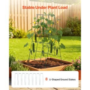 cucumber trellis 4 pack, a frame garden trellises for raised bed, metal rustproof coating plant support for vine, climbing plants, peas, beans, zucchini, tomato, flower (46.06 x 18.11 in x 4pcs)