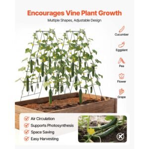 cucumber trellis 4 pack, a frame garden trellises for raised bed, metal rustproof coating plant support for vine, climbing plants, peas, beans, zucchini, tomato, flower (46.06 x 18.11 in x 4pcs)