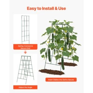 cucumber trellis 4 pack, a frame garden trellises for raised bed, metal rustproof coating plant support for vine, climbing plants, peas, beans, zucchini, tomato, flower (46.06 x 18.11 in x 4pcs)