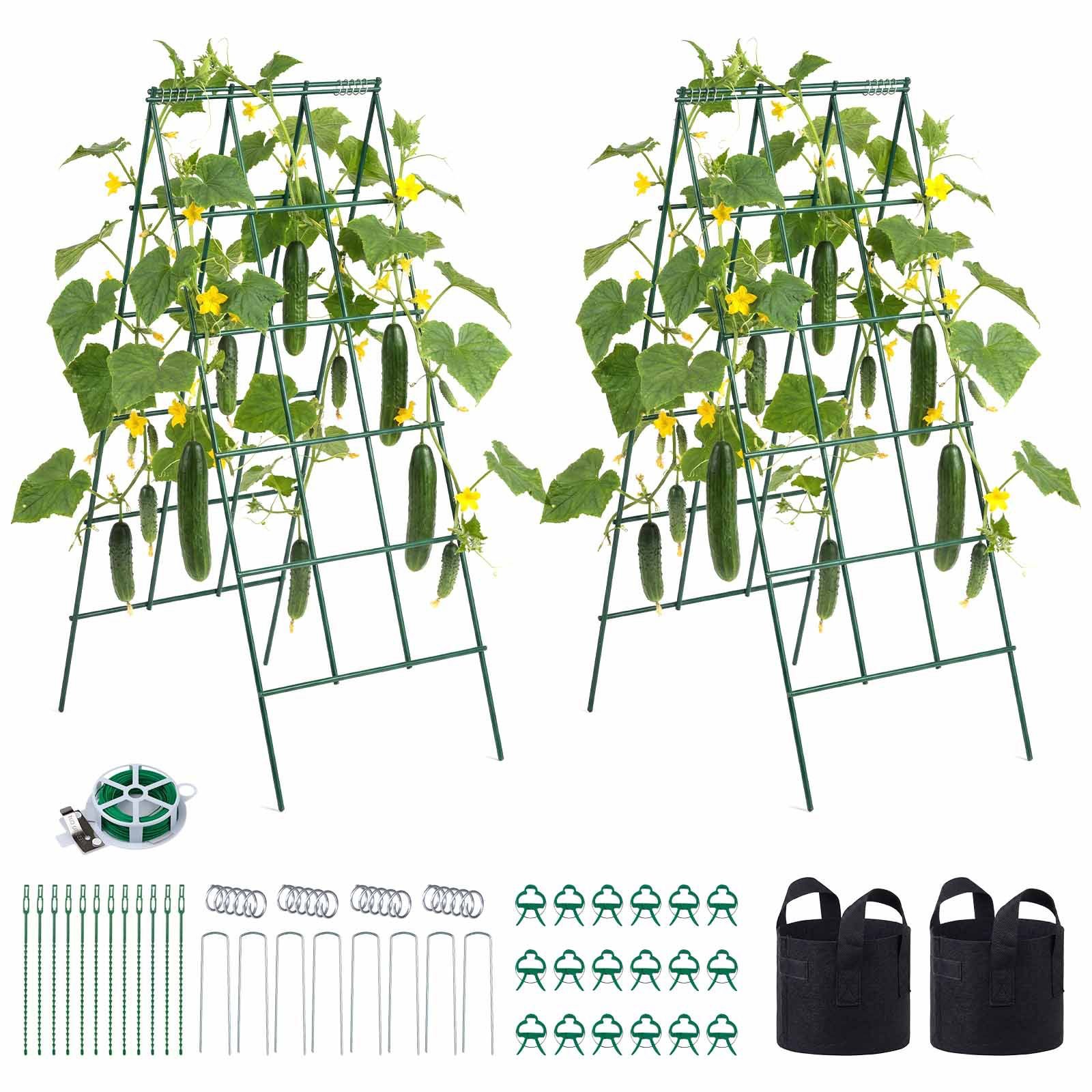cucumber trellis 4 pack, a frame garden trellises for raised bed, metal rustproof coating plant support for vine, climbing plants, peas, beans, zucchini, tomato, flower (46.06 x 18.11 in x 4pcs)