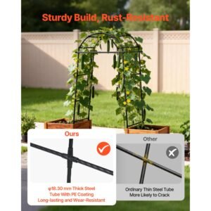 cucumber trellis, u shape garden trellises for raised bed, metal arch plant support for vine, climbing plants outdoor, peas, beans, zucchini, tomato, squash, flower (32.01 x 31.5 x 80.71 in)