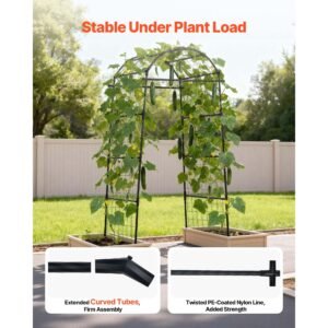 cucumber trellis, u shape garden trellises for raised bed, metal arch plant support for vine, climbing plants outdoor, peas, beans, zucchini, tomato, squash, flower (32.01 x 31.5 x 80.71 in)