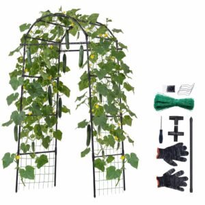 Cucumber Trellis, U-Shape Garden Trellises for Raised Bed, Metal Arch Plant Support for Vine, Climbing Plants Outdoor, Peas, Beans, Zucchini, Tomato, Squash, Flower (32.01 x 31.5 x 80.71 in)
