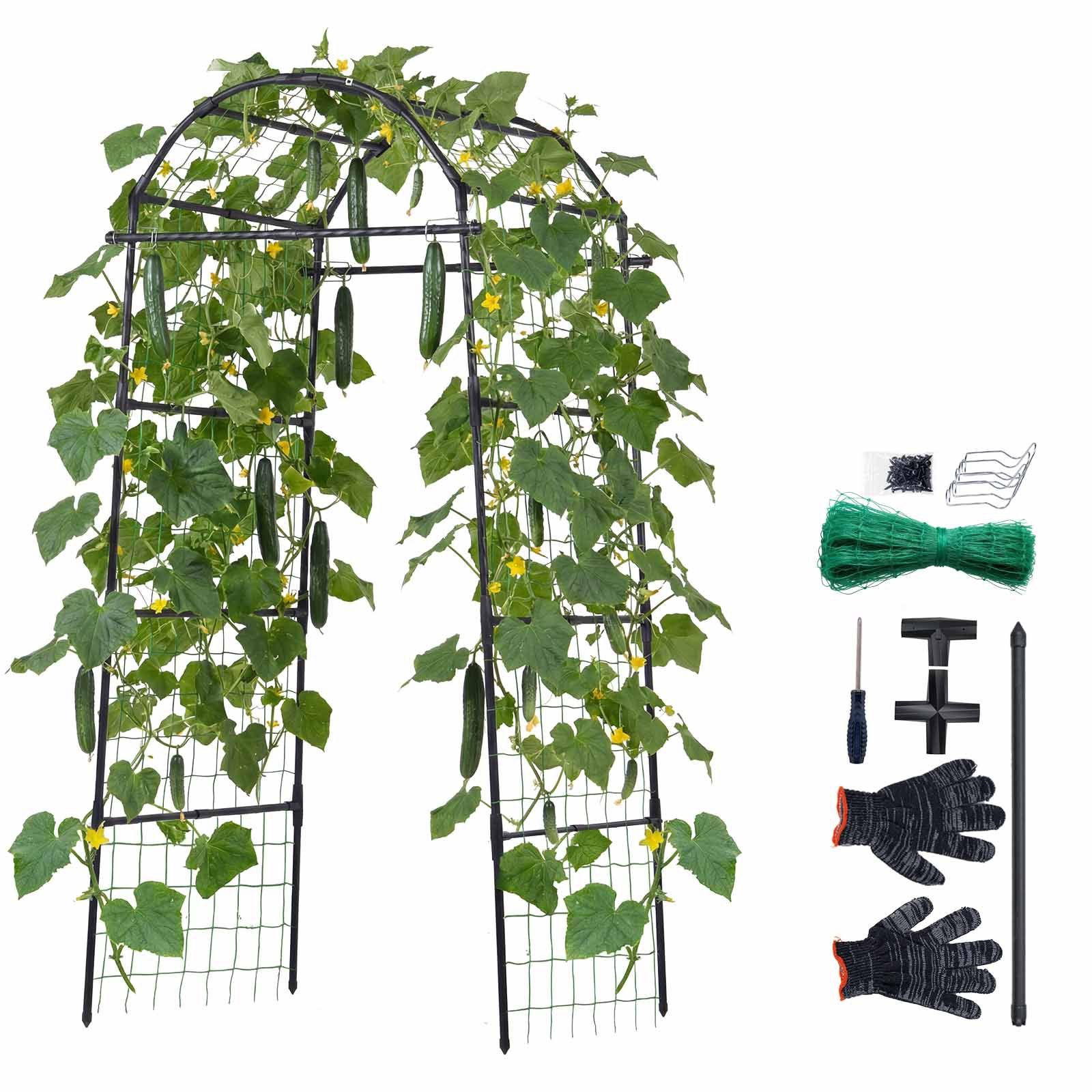 cucumber trellis, u shape garden trellises for raised bed, metal arch plant support for vine, climbing plants outdoor, peas, beans, zucchini, tomato, squash, flower (32.01 x 31.5 x 80.71 in)