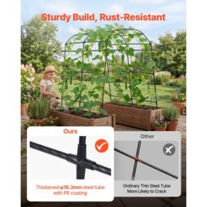 cucumber trellis, u shape garden trellises for raised bed, metal arch plant support for vine, climbing plants outdoor, peas, beans, zucchini, tomato, squash, flower (70.87 x 44.09 x 82.99 in)