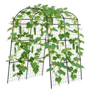 Cucumber Trellis, U-Shape Garden Trellises for Raised Bed, Metal Arch Plant Support for Vine, Climbing Plants Outdoor, Peas, Beans, Zucchini, Tomato, Squash, Flower (70.87 x 44.09 x 82.99 in)