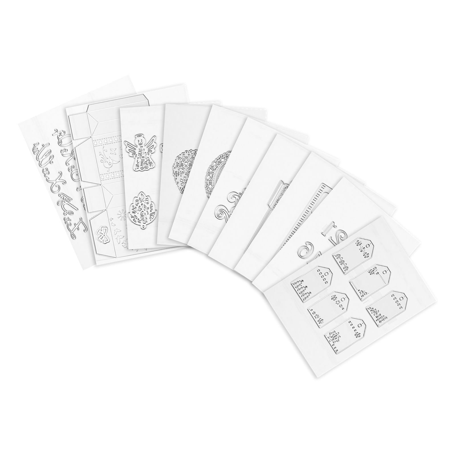 cutting dies, 10 pieces metal die cuts, compatible with die cutting and embossing machine, letters, numbers, tree patterns, cut dies for scrapbooking, card making, diy paper crafting