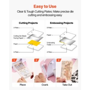 cutting plates, 6 pcs, 6.69 x 3.15 x 0.1 in, clear polycarbonate material, die cut pads compatible with die cutting and embossing machine km 1830, for scrapbooking and card making