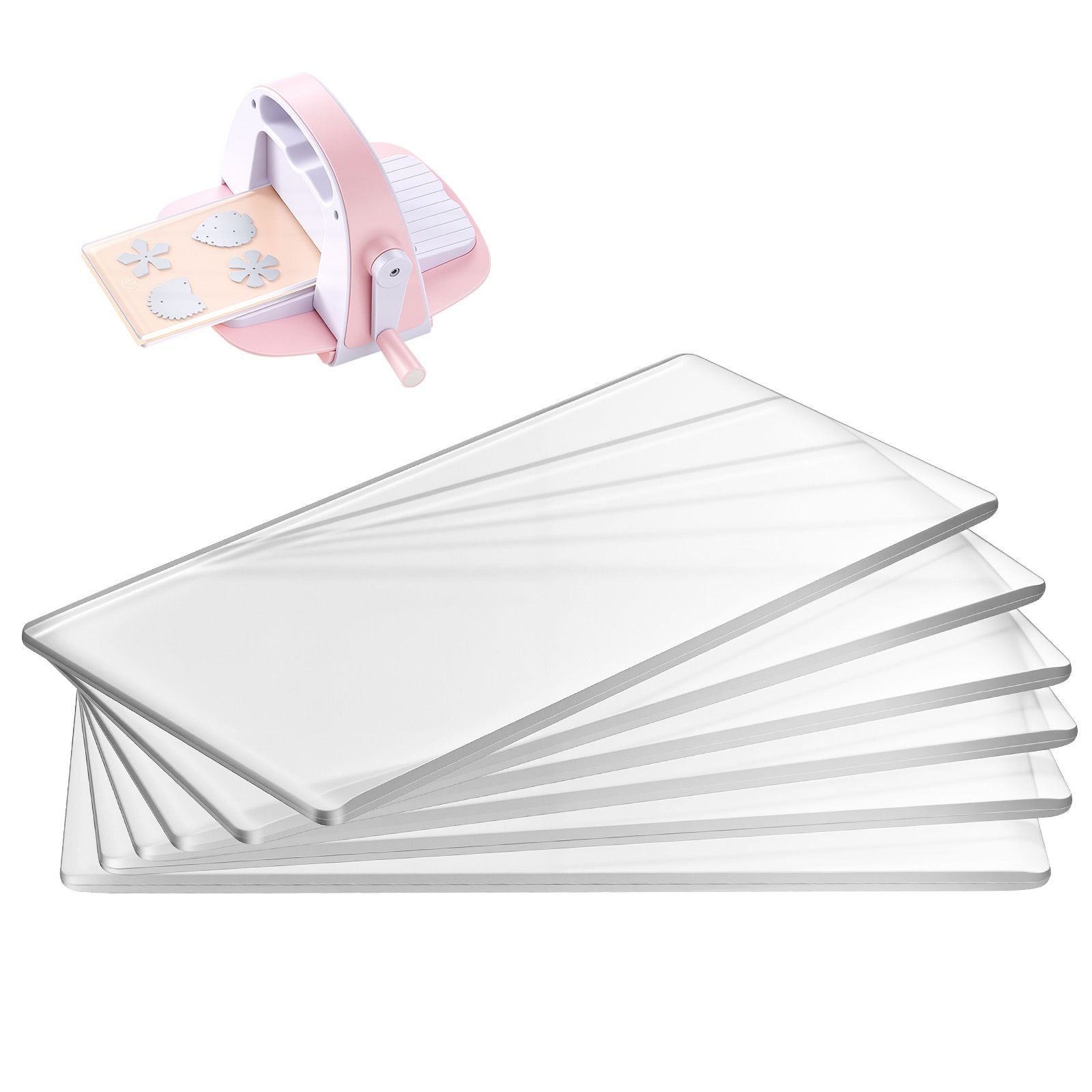 cutting plates, 6 pcs, 6.69 x 3.15 x 0.1 in, clear polycarbonate material, die cut pads compatible with die cutting and embossing machine km 1830, for scrapbooking and card making