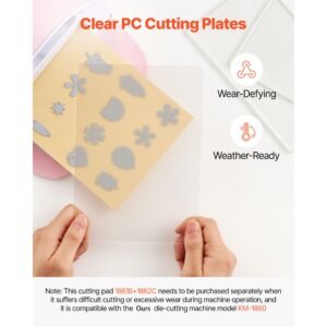 cutting plates, 6 pcs, 8.86 x 6.14 in, clear polycarbonate material, die cut pads compatible with die cutting and embossing machine km 1860, for scrapbooking, card making, crafting