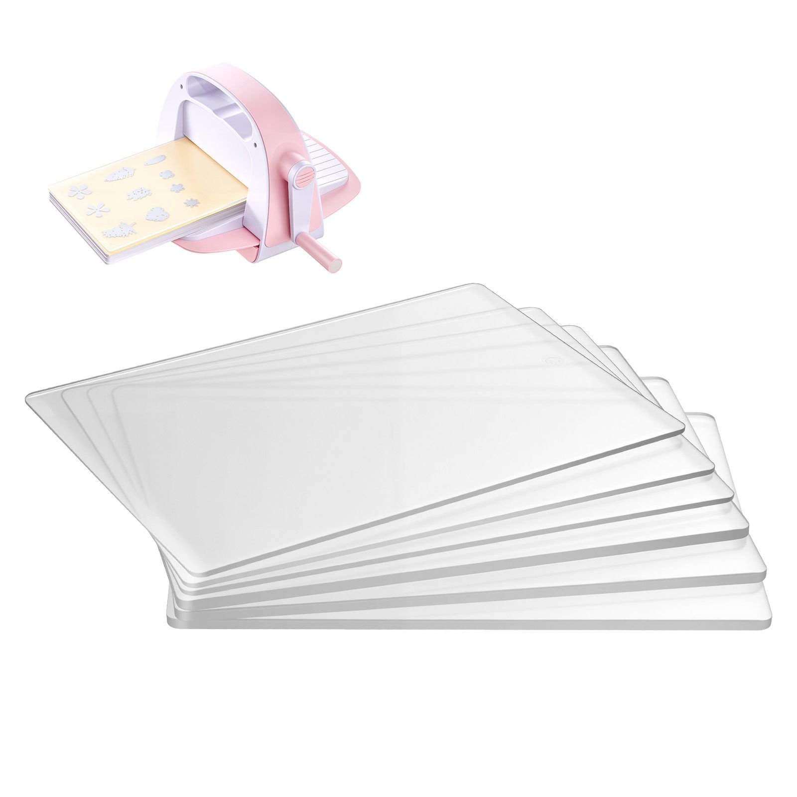 cutting plates, 6 pcs, 8.86 x 6.14 in, clear polycarbonate material, die cut pads compatible with die cutting and embossing machine km 1860, for scrapbooking, card making, crafting
