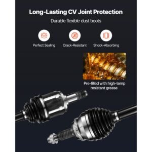 cv axle shaft assembly, 2 pieces front left & right (driver and passenger side), automotive replacement cv joint axles pair compatible with 2004 2010 toyota sienna, alloy steel & carbon steel