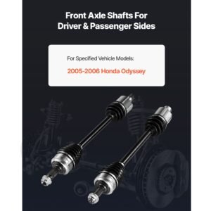 cv axle shaft assembly, 2 pieces front left & right (driver and passenger side), automotive replacement cv joint axles pair compatible with 2005 2006 honda odyssey, alloy steel & carbon steel