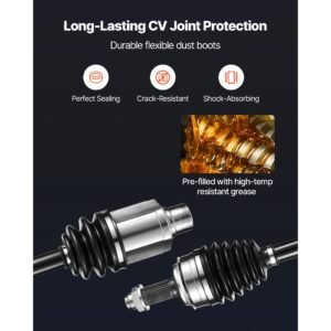cv axle shaft assembly, 2 pieces front left & right (driver and passenger side), automotive replacement cv joint axles pair compatible with 2005 2006 honda odyssey, alloy steel & carbon steel