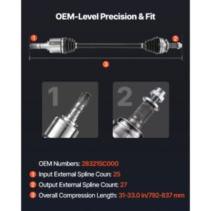 cv axle shaft assembly, 2 pieces front left & right (driver and passenger side), automotive replacement cv joint axles pair compatible with 2009 2013 forester, alloy steel & carbon steel