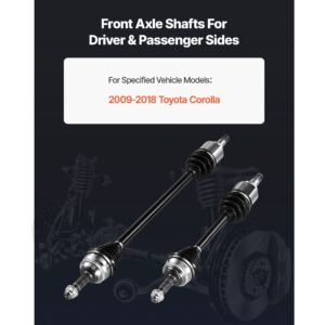 cv axle shaft assembly, 2 pieces front left & right (driver and passenger side), automotive replacement cv joint axles pair compatible with 2009 2018 toyota corolla, alloy steel & carbon steel