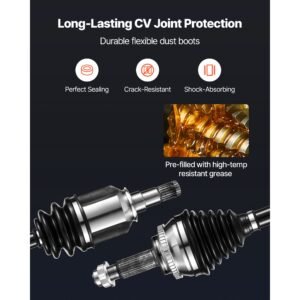 cv axle shaft assembly, 2 pieces front left & right (driver and passenger side), automotive replacement cv joint axles pair compatible with 2009 2018 toyota corolla, alloy steel & carbon steel