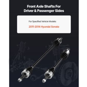 cv axle shaft assembly, 2 pieces front left & right (driver and passenger side), automotive replacement cv joint axles pair compatible with 2011 2014 hyundai sonata, alloy steel & carbon steel