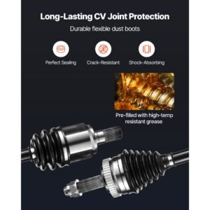 cv axle shaft assembly, 2 pieces front left & right (driver and passenger side), automotive replacement cv joint axles pair compatible with 2011 2014 hyundai sonata, alloy steel & carbon steel