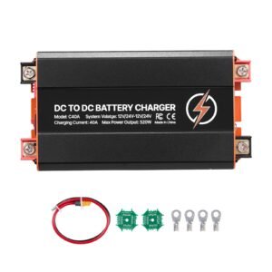 DC to DC Battery Charger, 520W, 40A Alternator Charger, Fast DC-DC Charging for Portable Power Stations, Compatible with LiFePO4 Lead-Acid AGM GEL Batteries, 12V/24V-12V/24V, for RV Home Backup
