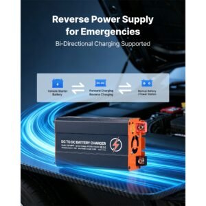 dc to dc charger with mppt, 350w, 30a on board battery charger, solar panel/alternator dual input, smart multi stage charging for lifepo4 lead acid batteries, 12v/24v 12v/24v, for rv home backup