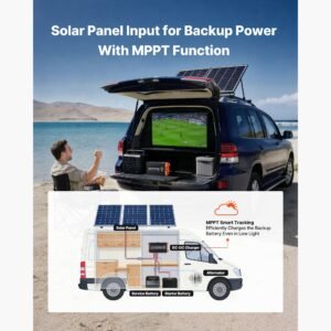 dc to dc charger with mppt, 520w, 40a on board battery charger, solar panel/alternator dual input, smart multi stage charging for lifepo4 lead acid batteries, 12v/24v 12v/24v, for rv home backup