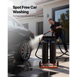 deionized water system for car wash, spotless car wash water system with 2 x 4l di resin, bypass valve & tds meter, portable sport free water deionizer filter for cars rvs windows