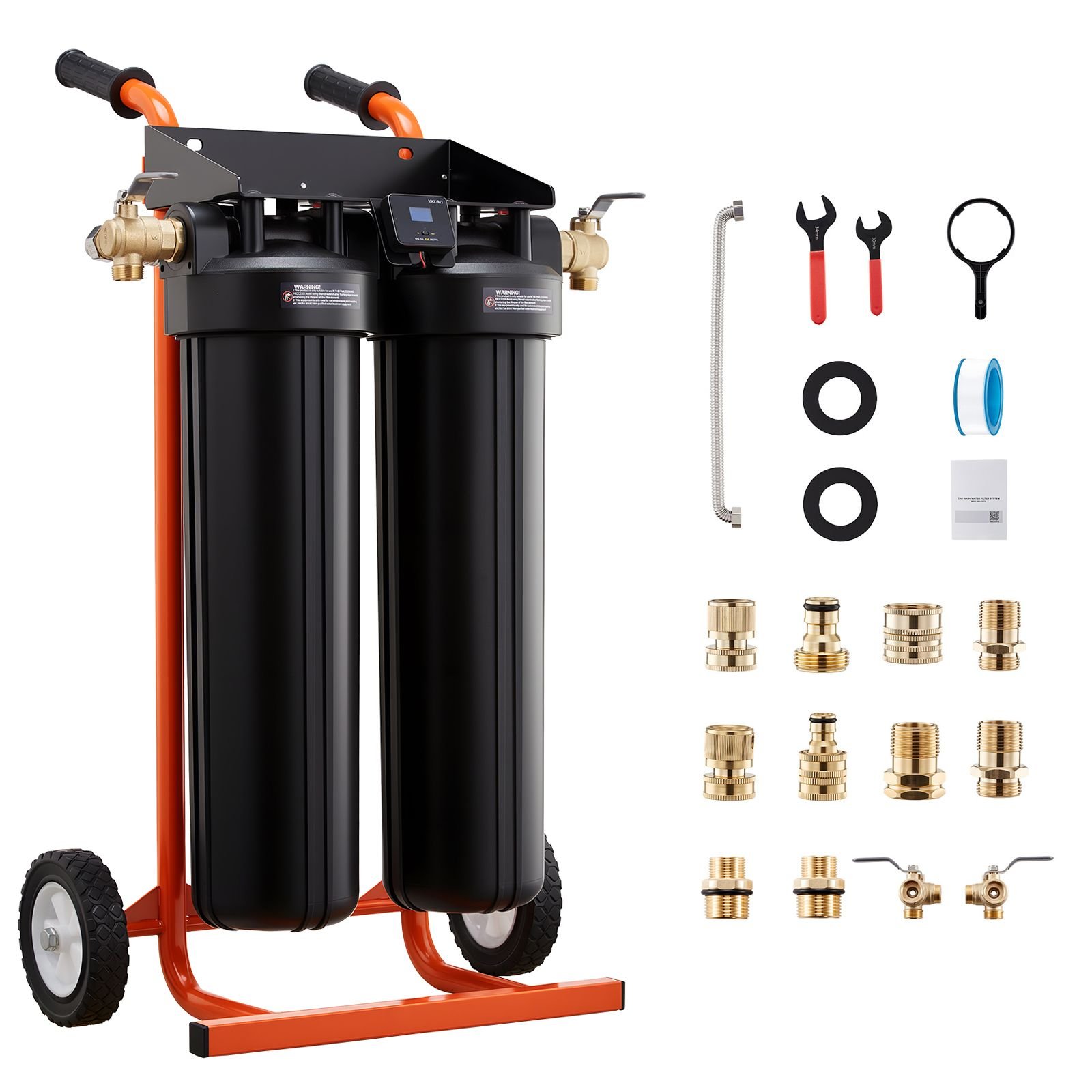 deionized water system for car wash, spotless car wash water system with 2 x 4l di resin, bypass valve & tds meter, portable sport free water deionizer filter for cars rvs windows