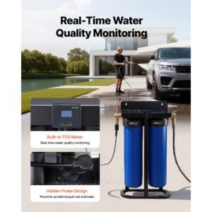 deionized water system for car wash, spotless car wash water system with 2 x 4l di resin, tds meter & bypass valve, spot free deionized water filter for cars rvs motorcycles windows