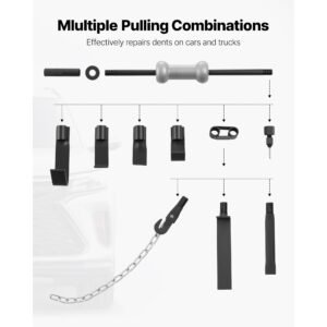 dent puller kit, 10 lbs 13 in 1 slide hammer dent removal kit, heavy duty auto body truck repair automotive damage remover tool repair frame with carrying case, extension rod, non slip handle
