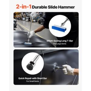 dent puller kit, 100 pcs paintless dent removal kit with golden lifter, bridge puller, slide hammer t bar, glue gun, auto body hail damage remover tools for car refrigerator door ding repair