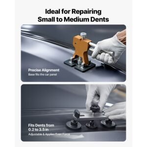 dent puller kit, 100 pcs paintless dent removal kit with golden lifter, bridge puller, slide hammer t bar, glue gun, auto body hail damage remover tools for car refrigerator door ding repair