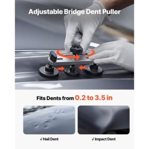 dent puller kit, 60 pcs paintless dent removal kit with golden lifter, bridge puller, rubber hammer, glue gun, auto body hail damage repair remover tools for car refrigerator door ding repair