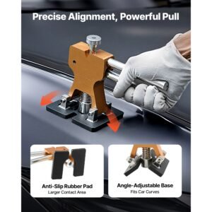 dent puller kit, 60 pcs paintless dent removal kit with golden lifter, bridge puller, rubber hammer, glue gun, auto body hail damage repair remover tools for car refrigerator door ding repair