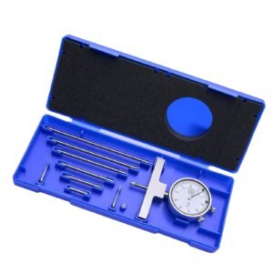 Depth Gauge, Depth Micrometer 0-22 inch Measuring Range, 0.001" Resolution, with 4 Anvils & 6 Standard Rods, Precision Easy to Read Mechanical Tool for Measuring Groove, Step, Hole