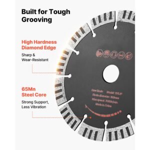 diamond blades 6.3 inch, 5 pack wall chaser saw blade cutting blade, 0.87 in arbor, high hardness diamond segments, 65mn steel core, dry wet cutting, clean edges for concrete brick stone cement